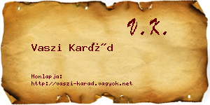Vaszi Karád névjegykártya